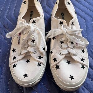 Superga Canvas Sneakers with embroidered Black Star Design size 37